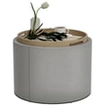 thumbnail image 1 of HOMCOM Table Basse Ronde avec Plateau, Rangement et Rembourrage en Lin, 1 of 10