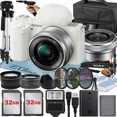 thumbnail image 1 of Sony Alpha ZV-E10 Mirrorless Vlog Camera With 16-50mm Lens + 2 Pack 32GB Memory Card + Flash + Tripod + Case + ZeeTech Accessory Bundle (White), 1 of 1