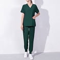 thumbnail image 3 of Pisexur Ensemble de Sarraus pour Femmes, Uniforme Médical Uni Extensible, Ensemble de Sarrau, Haut à Col en V à Manches Courtes, Pantalon Jogger Fuselé Cargo, 3 of 3