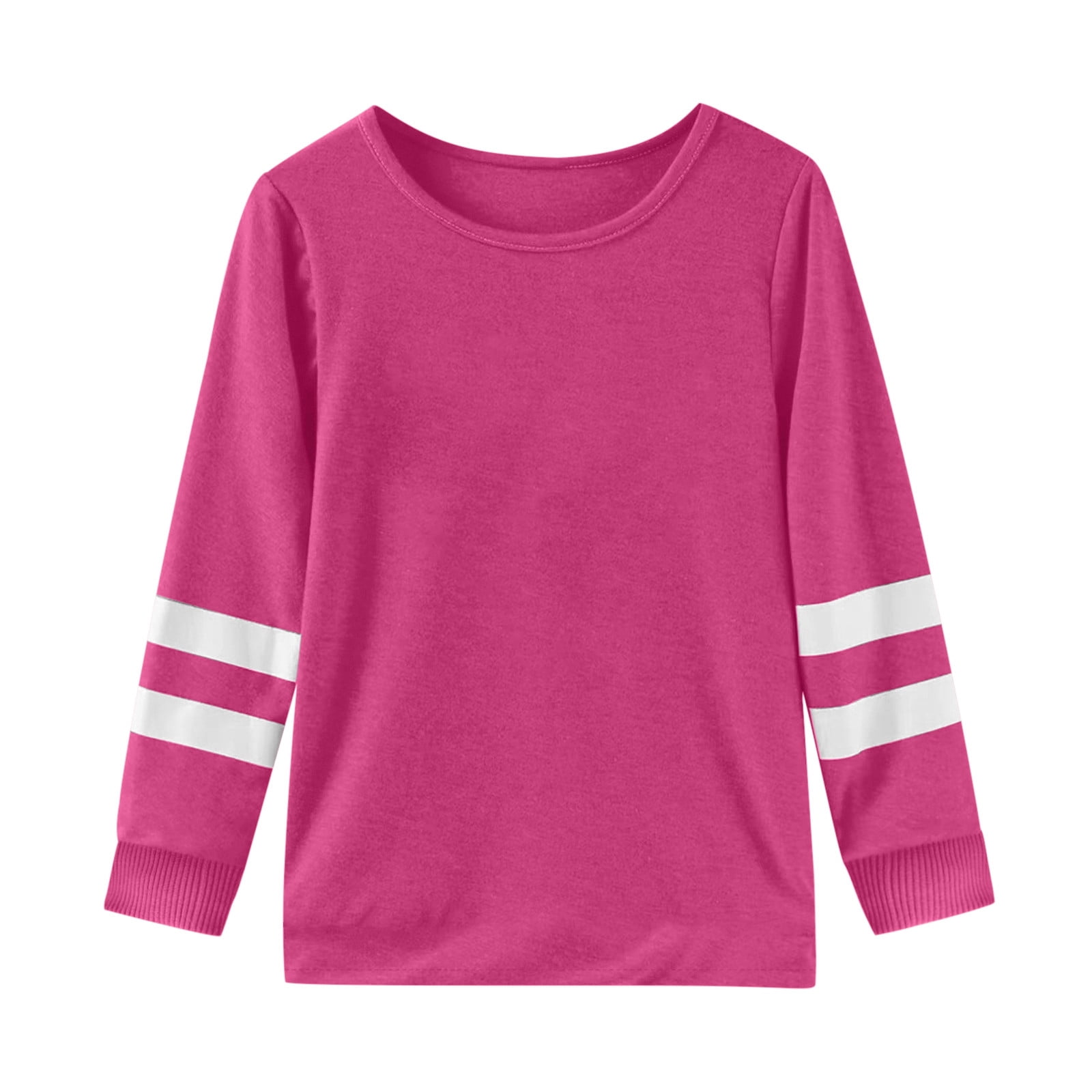 WEIYLL T-Shirt pour Filles Manches Longues Poignets Col Rond Patchwork Chaud Doux T-Shirt Enfant Hauts pour 6-7 Ans