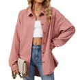 thumbnail image 1 of RXIRUCGD Mode Femme Couleur Unie Manches Longues Col à Revers, Rose, Taille : 2TG, 1 of 8
