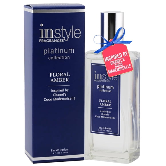 Instyle Fragrances, Platinum Collection, Floral Amber, Inspired by Chanel's Coco Mademoiselle, Womens Eau de Parfum, CLEAN, Vegan, Paraben-Free, Never Tested on Animals, 3.4 Fluid Ounces