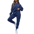 thumbnail image 4 of Innerwin Two Piece Outfit Drawstring Women Jogger Set Sports Long Sleeve Beam Foot Sweatsuits Blue 3XL, 4 of 8