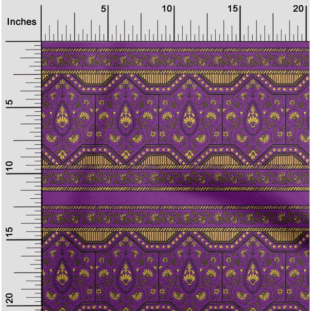 oneOone Cotton Poplin Fabric Leaves & Floral Block Print Sewing Fabric BTY 42 Inch Wide