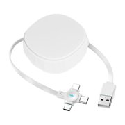 3 In 1 Data Cable Phone, Retractable Fast Charging Cable Multi Charger, Aluminum Alloy Copper Core Retractable Phone Charger For All Devices, White