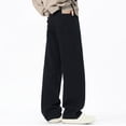 thumbnail image 4 of RKSTN Mens Pants Plush Thick Jeans With Elastic Drawstring Loose Oversized Straight Leg Pants Long Pants Soft Comfortable Workout Pants, 4 of 5