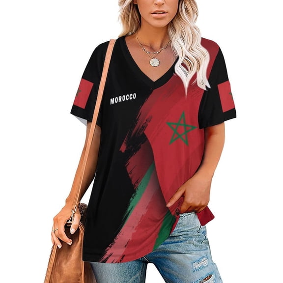 Chandail de Soccer Marocain pour Femmes 2026, Fans de Soccer, avec Drapeau de la Nation, Chandail Personnalisé
