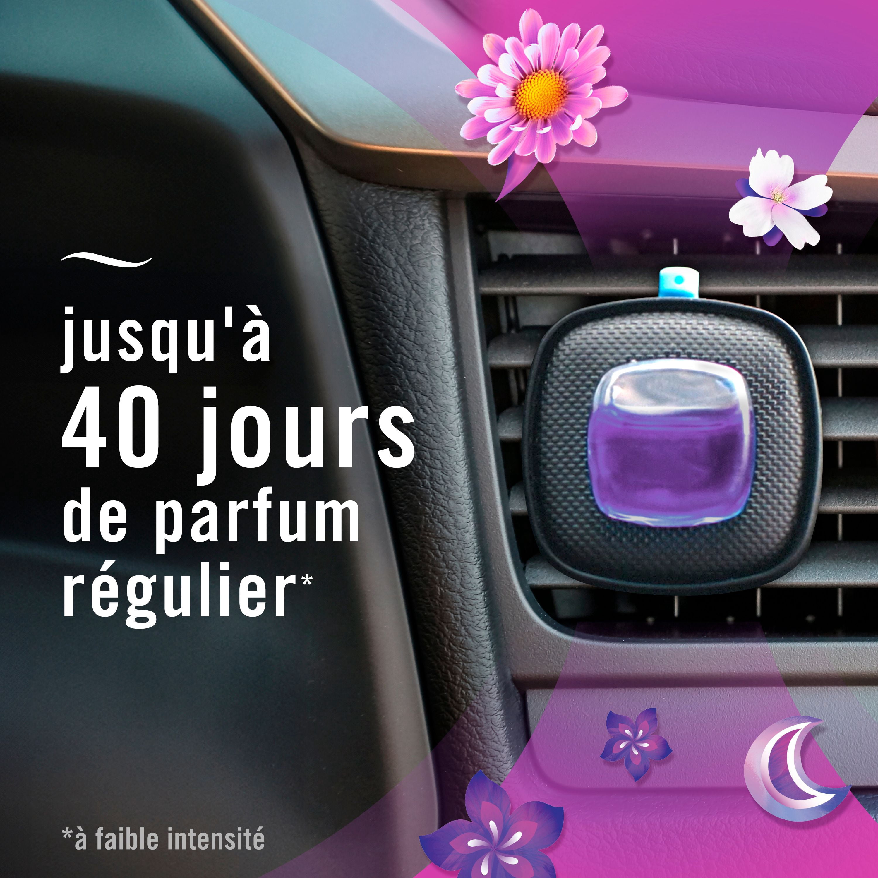 Febreze Assainisseur d'Air pour Auto, Pince pour Bouche d'Air d'Auto Anti-Odeurs, Parfum Gain Brise Nocturne, 2 Unités