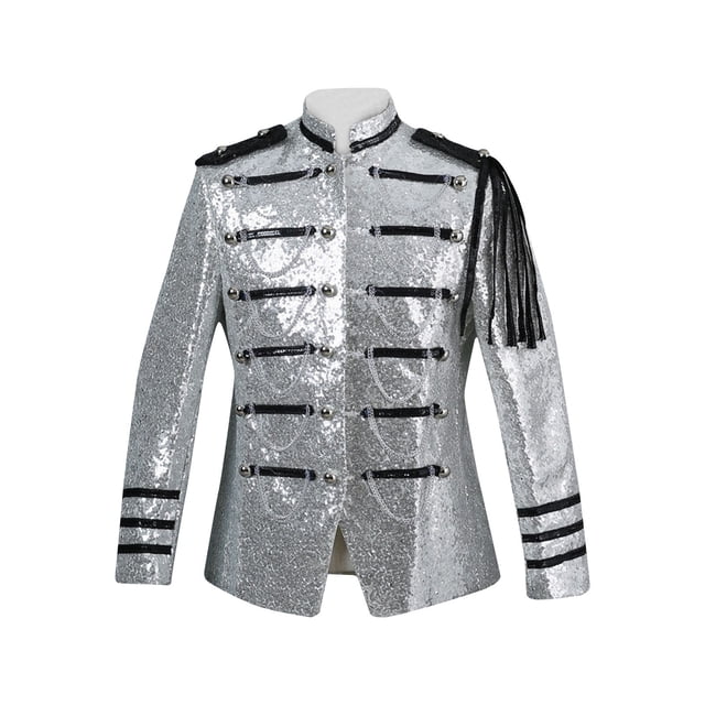 Pisexur Mens Suit Jacket Men's Court Style Solid Color Sequin Performance Suit Breasted Suit Jacket Mens Blazer Jacket Blazer for Men Sports Coat for Men
