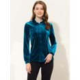 thumbnail image 2 of INSPIRE CHIC Chemise en Velours pour Femme à Col Pointu avec Poche Bleu Royal G, 2 of 5