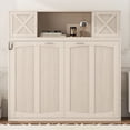thumbnail image 3 of Euroco Wood Queen Size Murphy Bed with Storage Cabinets, Beige, 3 of 12