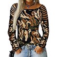 thumbnail image 1 of Women Cutout Long Sleeve Camouflage Print Top, 1 of 2
