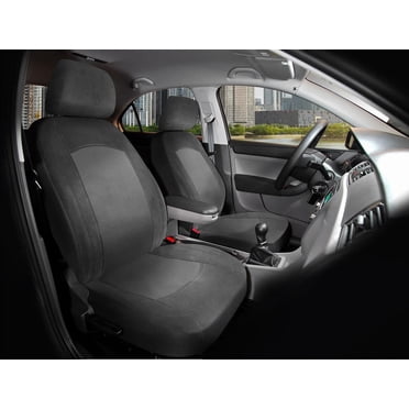 AUTO DRIVE Jacquard and Velour 2PC Front Seat Cover Low Back, Black