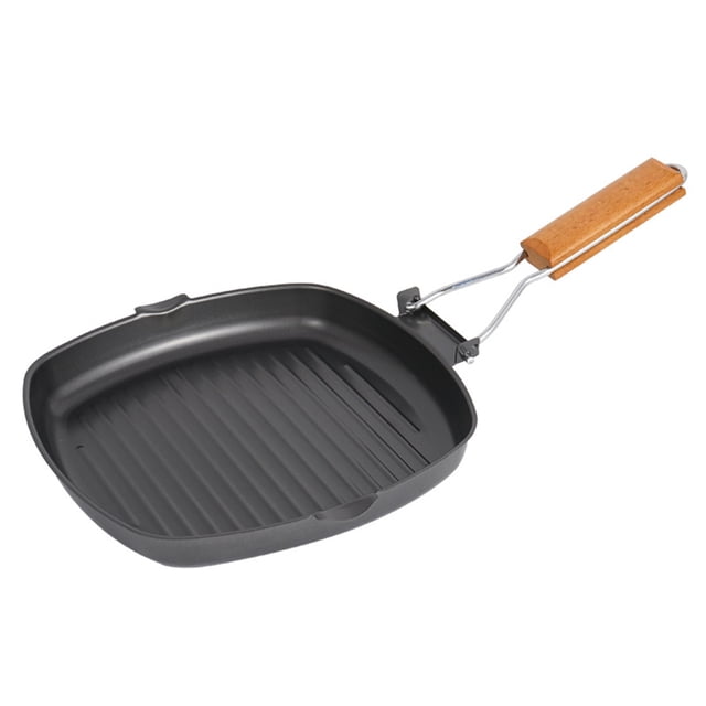 Amdohai Outdoor Camping Frying Pan Ultralight Iron Steak Pot with Foldable Handle Cooking Tableware