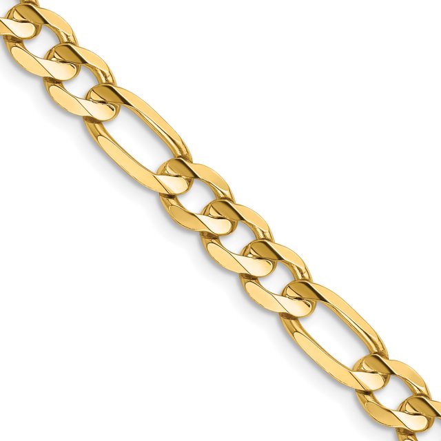 14k Yellow Gold 24 Inch 6mm Concave Figaro Chain Necklace Pendant Charm
