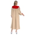 thumbnail image 2 of iefiel Womens Color Block Choir Robe Minister Pastor Robe Puff Sleeves Split Zipper Front Gown Graduation Gown Khaki XS, 2 of 5