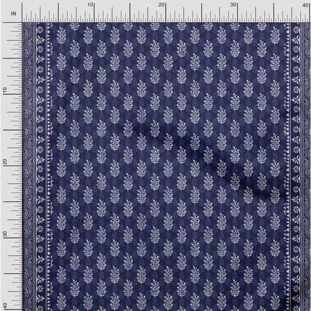 Soimoi Modal Satin Fabric Leaves Panel Print Fabric by The Yard 42 Inch Wide