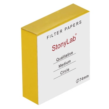 StonyLab Lot de 100 Cercles en Papier Filtre Qualitatif de 74 mm pour Laboratoire, Expériences Scientifiques, 20 Microns