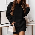 thumbnail image 2 of BADHUB Robe à Capuche à Cordon à Manches Longues Surdimensionnée pour Femmes, Robe Chandail à Capuche de Couleur Unie Ample Décontractée Tunique Chandail à Enfiler Robes Midi avec Poches Offres Prime Day Noir G, 2 of 8