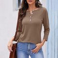thumbnail image 2 of Timegard Womens Tops Long Sleeve Notched V-Neck Blouse Fall Casual Loose Comfy Shirts Tops Solid Color, 2 of 5