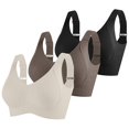 thumbnail image 1 of 3 Pack Women Plus Size Push-Up Bras No Underwire T-Shirt Bralettes Ribbed Full Coverage Sports Everyday Bras Multicolor, 40/90BCD, 1 of 5