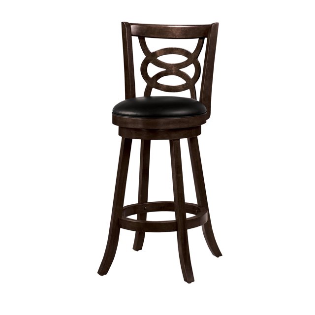 Tabouret de Bar Pivotant 29 Pouces avec Siège Rembourré, Noir et Brun, Ensemble de 2