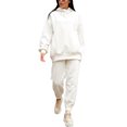 thumbnail image 1 of UKAP Ladies Sweatsuits Solid Color Two Piece Outfit Long Sleeve Jogger Set Loungewear Jogging Lounge Sets White XL, 1 of 7