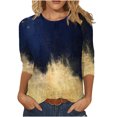 thumbnail image 2 of Jsaierl T-Shirts à Manches 3/4 pour Femmes, Imprimé Scintillant, Col Rond, Grande Taille, Décontracté, Ample, Tendance, Sortie, Fête, 2 of 5