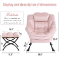 thumbnail image 2 of Bingirl Oversized Pink Lounge Chair with Folding Ottoman and Footrest for Reading, 2 of 6