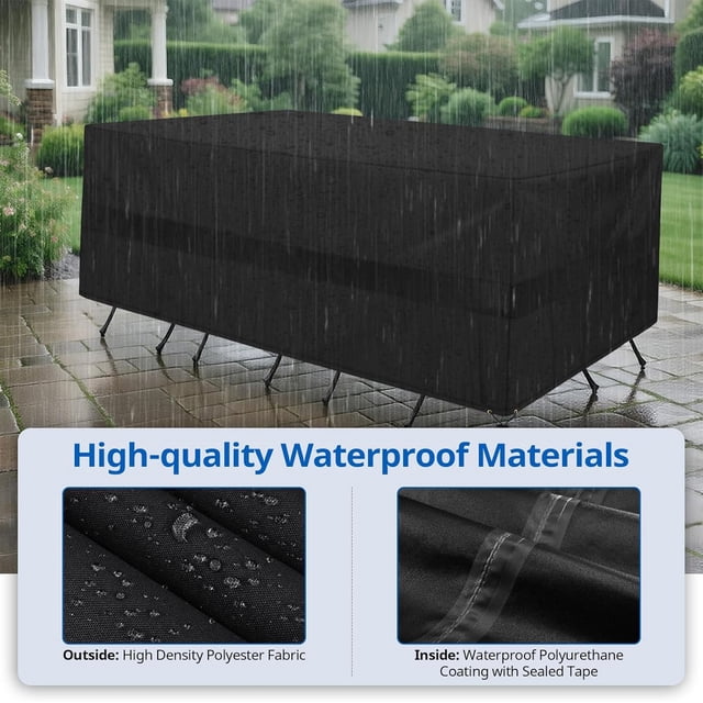 Kieccall Outdoor Patio Table and Chair Cover Set, Water-Resistant Fade & Wind-Proof Square Furniture Protector for All-Season Use