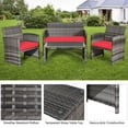thumbnail image 4 of Costway 4PCS Patio Rattan Conversation Glass Table Top Cushioned Sofa Red, 4 of 10