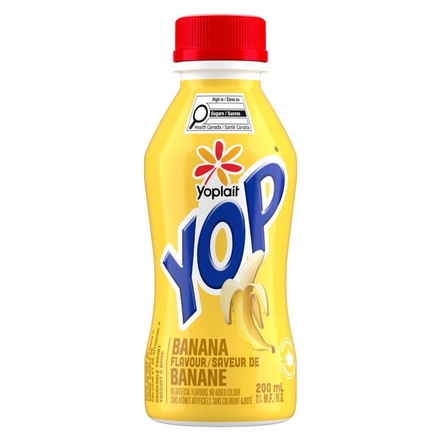 Yoplait Yop 1% Drinkable Yogurt, Banana, Kids Snack, 200ml
