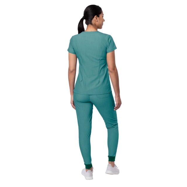 Adar Women's Sweetheart V-Neck Scrub Set, Heather Hunter, 3X