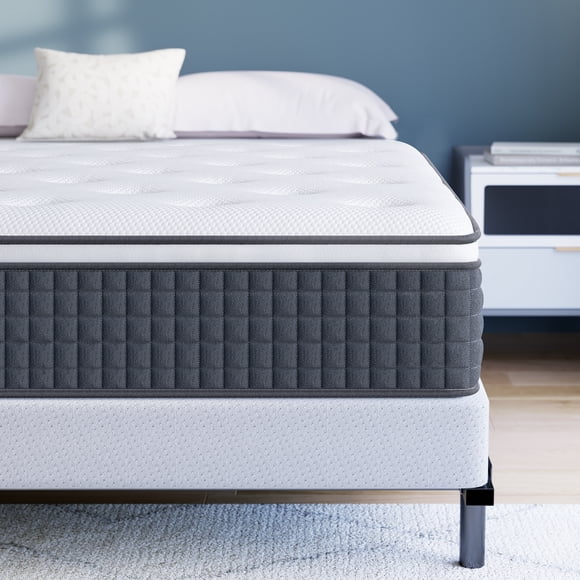 Matelas Grand, Lecuneey Matelas Hybride à Ressorts Ensachés de 12 Pouces en Boîte avec Isolation des Mouvements et Soulagement de la Pression, CertiPUR-US, Grand