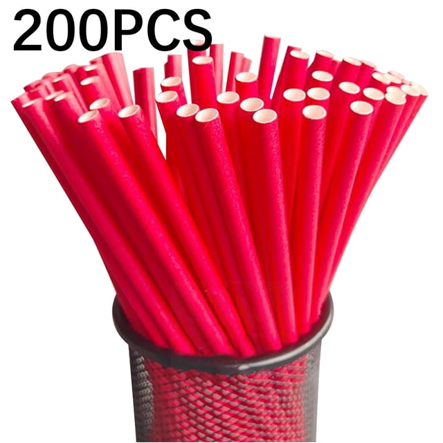 Teissuly Disposable Degradable Paper Straw Beverage Party Dessert Cake Decoration(200pc)