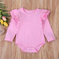 thumbnail image 2 of Newborn Baby Girl Boy Ruffled Long Sleeve Romper Solid Color Casual Bodysuit Spring Fall Clothes, 2 of 6