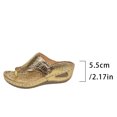 thumbnail image 4 of Orthopedic Sandals for Women Wedge Flip Flops Metal Decor Irregular Embossing Beach Summer Slide Sandals Gold, 4 of 9