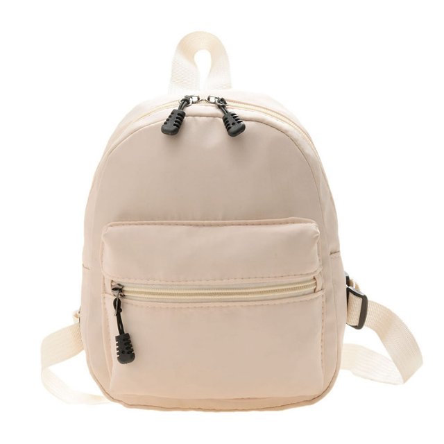 Women Solid Color Backpack Preppy Style School Nylon Mini Rucksack (White)