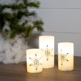 thumbnail image 4 of Mark Feldstein & Associates Jeweled Snowflake Iced Glass Flameless Pillar Candles Assorted Set of 3, 4 of 4