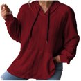 thumbnail image 1 of cfhntfmh Womens Hoodies Fall Fashion 2024 Drawstring Sweatshirts Pullover Long Sleeve Solid Color Fall Outfits, 1 of 5