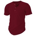 thumbnail image 3 of FhsagQ Chemises pour Hommes Chemises pour Hommes Noir Chemises d'Été Décontractées pour Hommes à Boutons Col Rond Chemises Unies Manches Courtes Chemises pour Hommes Hauts Coupe Super Ajustée Chemises pour Hommes Corde Rouge m, 3 of 7