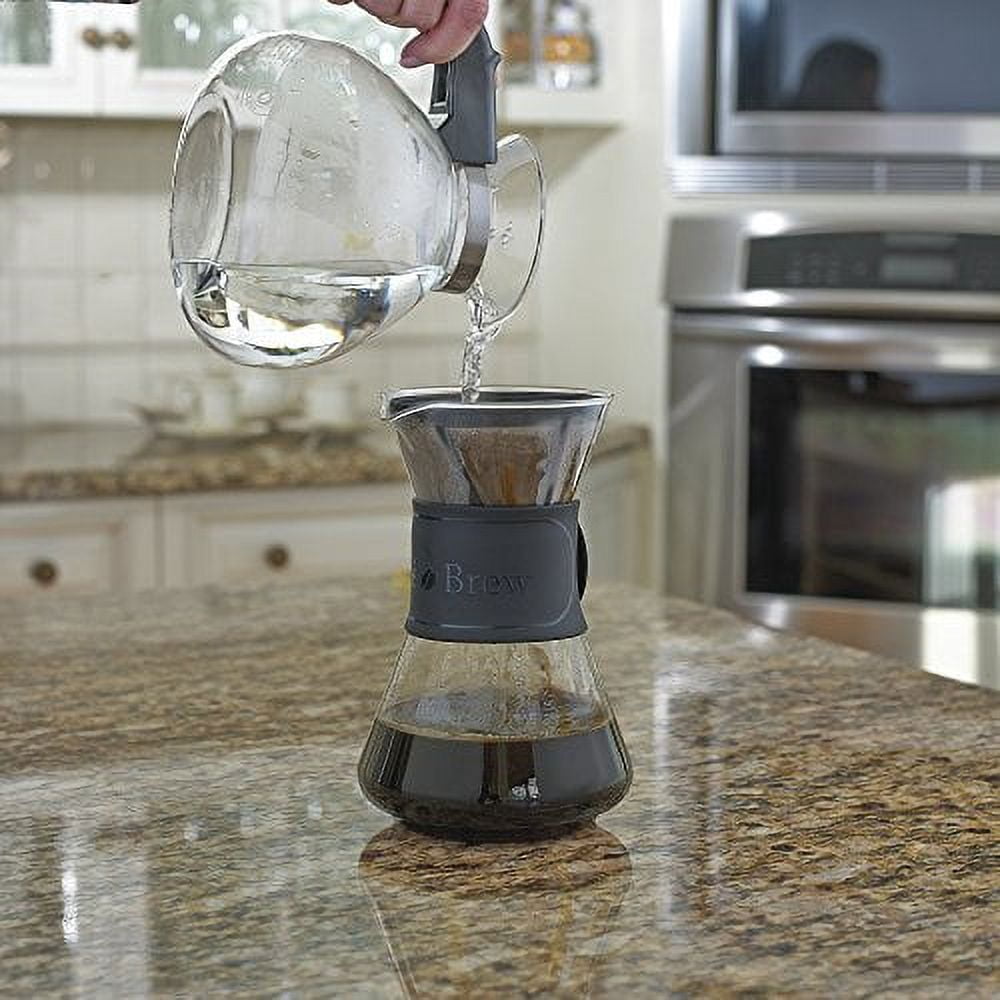 Cafe Brew PO108 BLACK 8 Cup Pour-Over Coffeemaker with Permanent Filter, 40 oz, Black