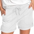 thumbnail image 1 of Plebaso 2025 Womens Drawstring Casual Shorts Elastic Waist Roll up Solid Color Summer Shorts with Pockets, 1 of 5