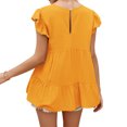 thumbnail image 4 of QualitChoice Hauts à Manches Courtes en Dentelle Été Col Rond T-shirt Décontracté Jaune L, 4 of 6