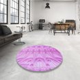 thumbnail image 4 of Ahgly Tapis Rond Lavable en Machine Intérieur Transitionnel Fleur Rose, 5 Pieds Rond, 4 of 7