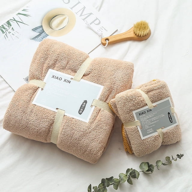 TopLLC Cotton 2 In 1 Bath Towel And Face Towel Soft-Bath Towels Set OF