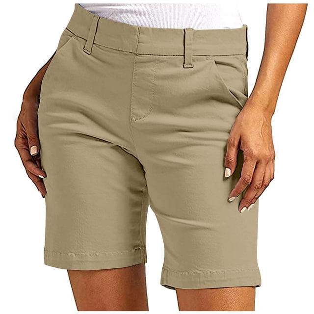 Shorts pour Femmes Liquidation Grande Taille Shorts en Sergé Extensible pour Femmes Taille Fine à Enfiler Coupe Régulière Shorts de Randonnée Été Décontractés avec Poches en Liquidation