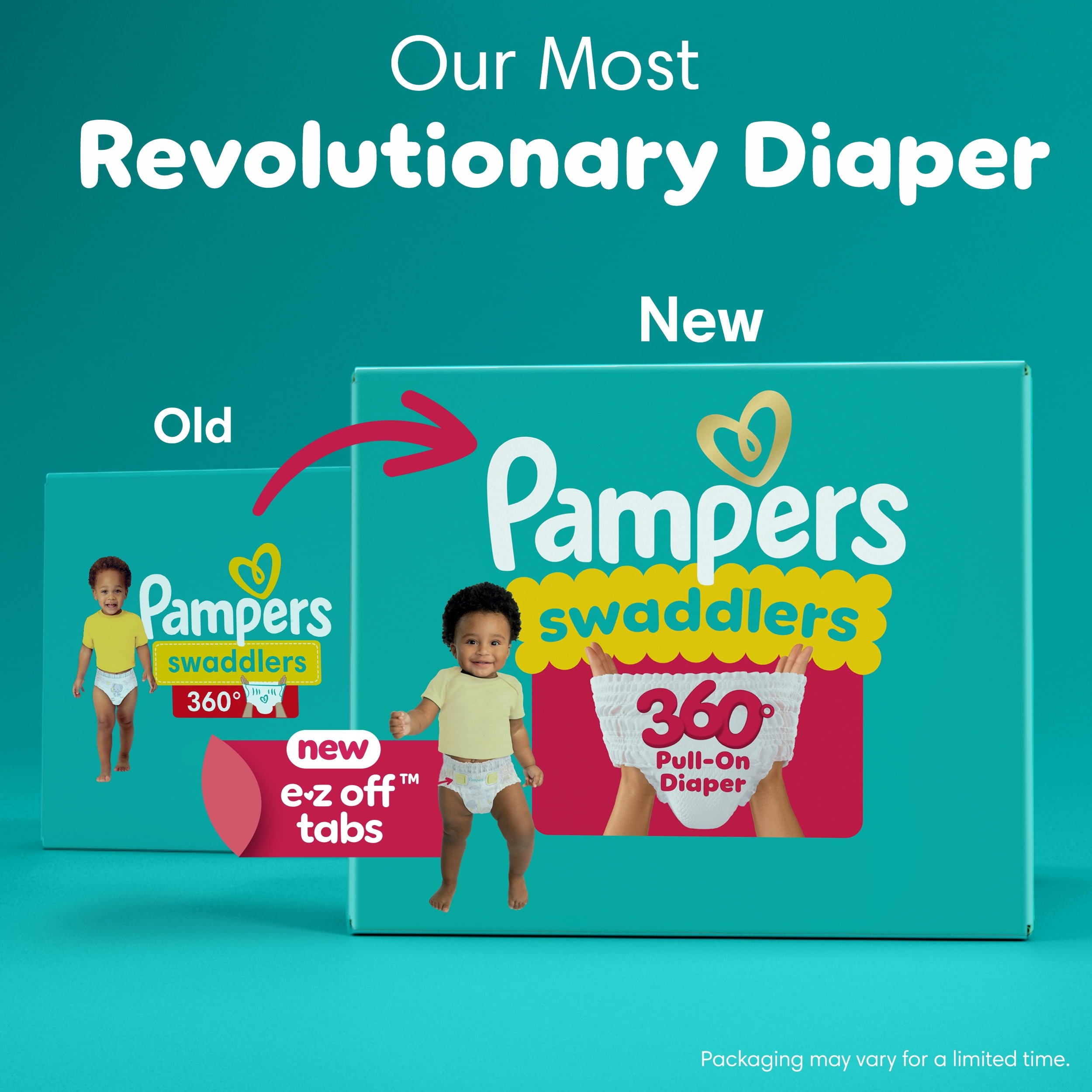 Pampers Couches - Swaddlers 360° - Taille 3, jusqu'à 100 % Anti-Fuites avec Ajustement Sec et Confortable, Onglets Faciles à Enlever Conçus pour des Changements Faciles, Couche à Enfiler
