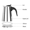 thumbnail image 4 of Cafetière, Pot Moka en Acier Inoxydable Poli pour Camping, 4 of 8