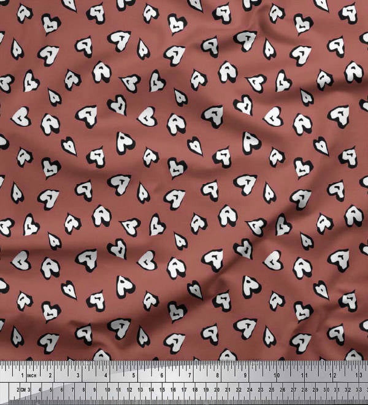 Soimoi Modal Satin Fabric White Heart Printed Craft Fabric by The Yard 42 Inch Wide